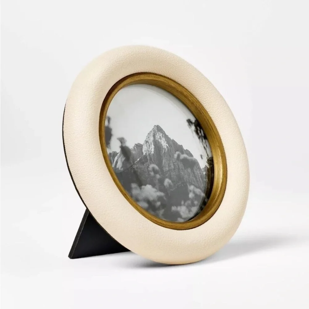 Studio McGee 4x4 Shagreen Wrapped Single Image Frame Cream